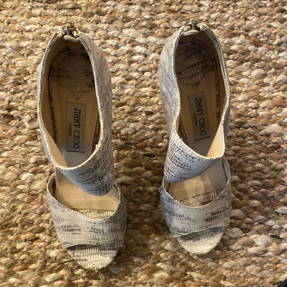 Jimmy Choo Textured Gray Heels